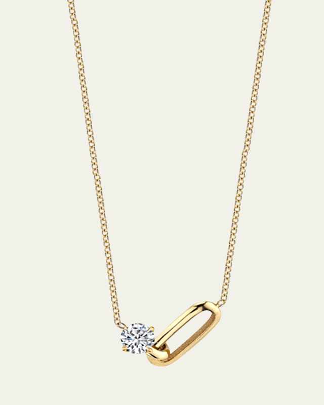 Link and Diamond Necklace in 18k Yellow Gold